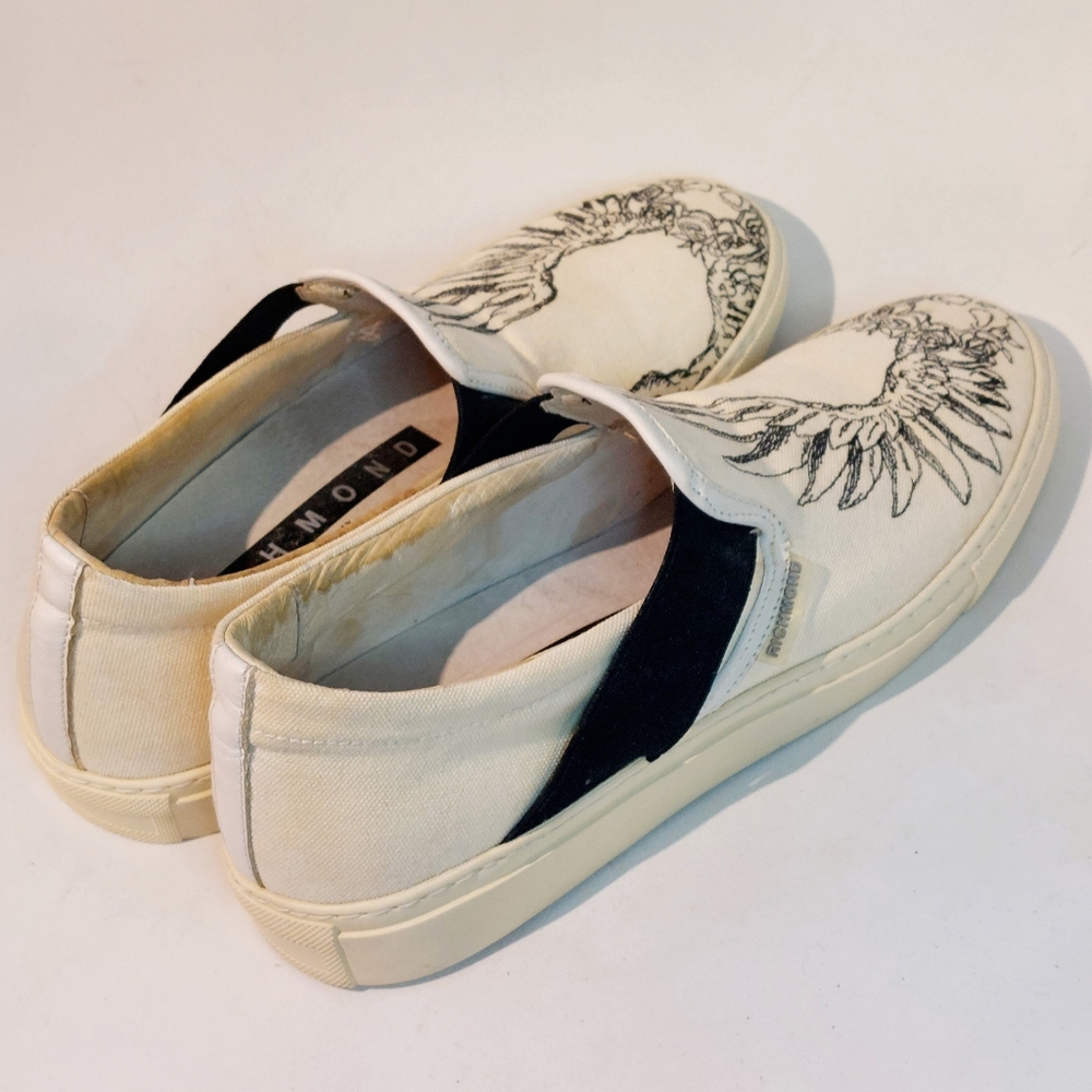 John Richmond printed canvas & leather slip-on sneakers, EU40, deadstock/flaws - Picture 6 of 10